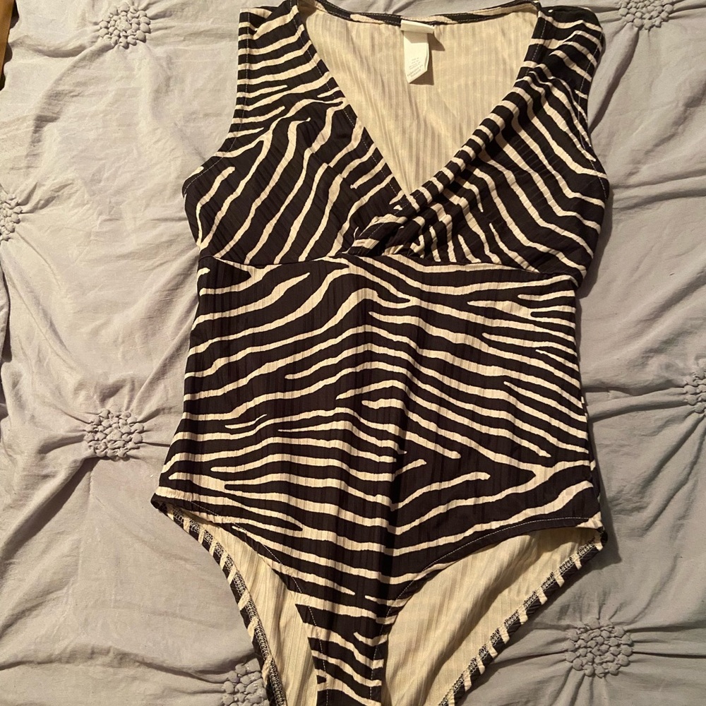 Brown zebra print bodysuit
